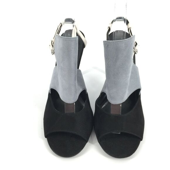 Zara Basic Two Tone Peep Toe High Heels 40 US 9 Blue Black Cuff Bootie Sandals - Picture 2 of 9